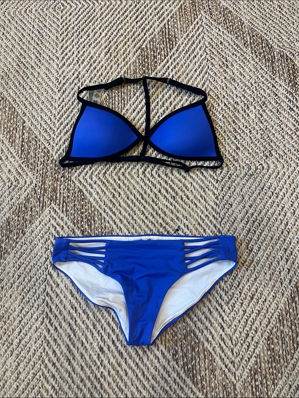 Victoria's Secret Purple and Black Strappy Bikini Set